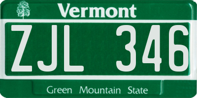 VT license plate ZJL346