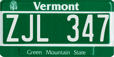 VT license plate ZJL347