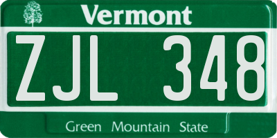 VT license plate ZJL348