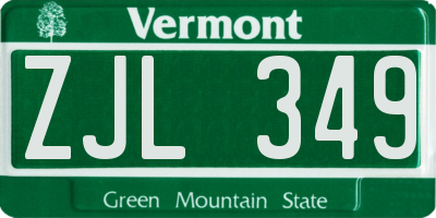 VT license plate ZJL349