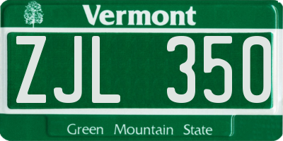 VT license plate ZJL350