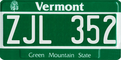 VT license plate ZJL352