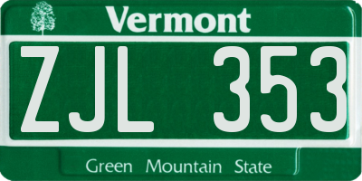VT license plate ZJL353