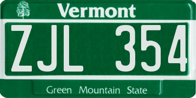 VT license plate ZJL354