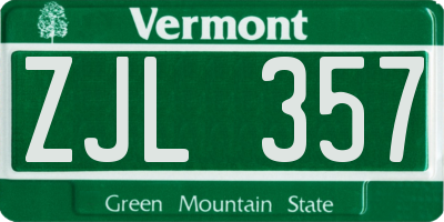 VT license plate ZJL357