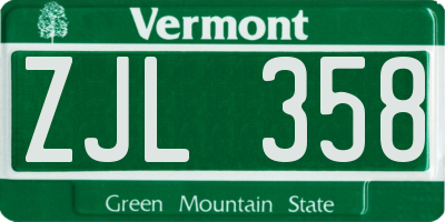 VT license plate ZJL358