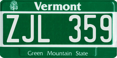 VT license plate ZJL359