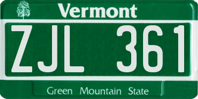 VT license plate ZJL361