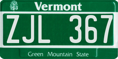 VT license plate ZJL367