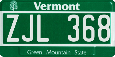 VT license plate ZJL368