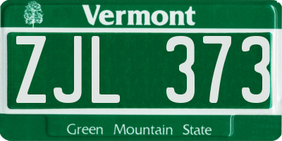VT license plate ZJL373