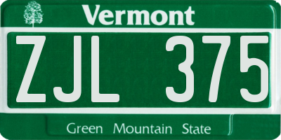 VT license plate ZJL375