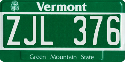 VT license plate ZJL376