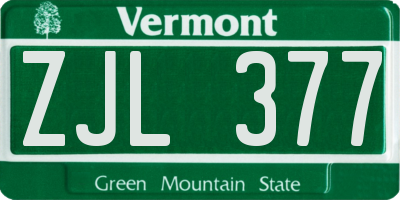 VT license plate ZJL377
