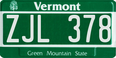VT license plate ZJL378