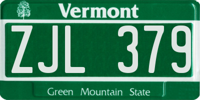 VT license plate ZJL379