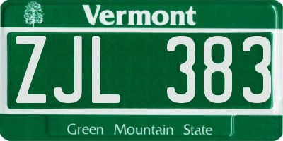 VT license plate ZJL383