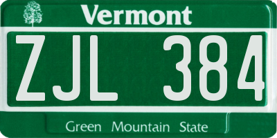 VT license plate ZJL384