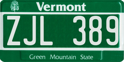VT license plate ZJL389