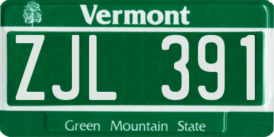 VT license plate ZJL391