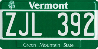 VT license plate ZJL392