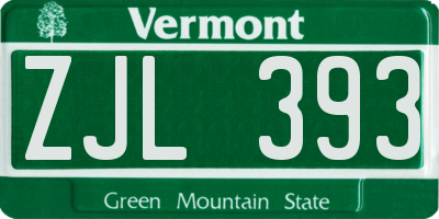 VT license plate ZJL393