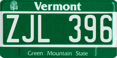 VT license plate ZJL396
