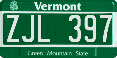 VT license plate ZJL397