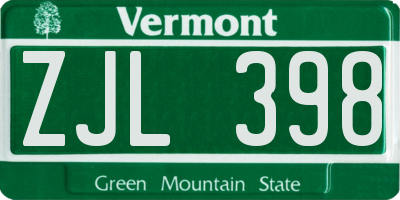 VT license plate ZJL398
