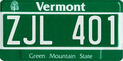 VT license plate ZJL401