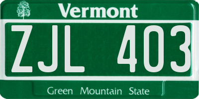 VT license plate ZJL403