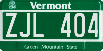VT license plate ZJL404