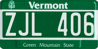 VT license plate ZJL406