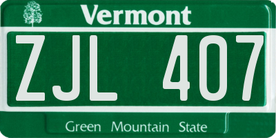 VT license plate ZJL407