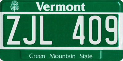 VT license plate ZJL409