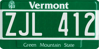 VT license plate ZJL412