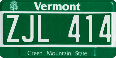 VT license plate ZJL414