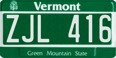 VT license plate ZJL416