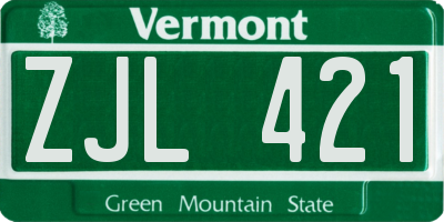 VT license plate ZJL421