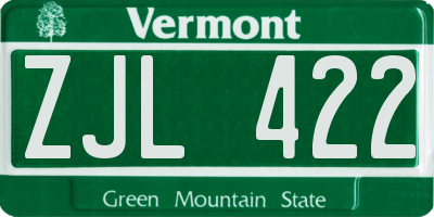 VT license plate ZJL422