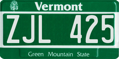 VT license plate ZJL425