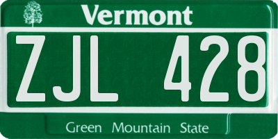 VT license plate ZJL428