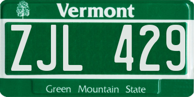 VT license plate ZJL429