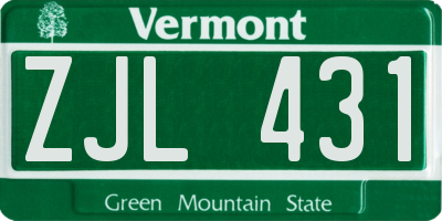 VT license plate ZJL431