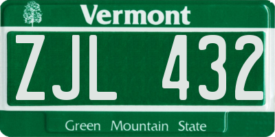 VT license plate ZJL432