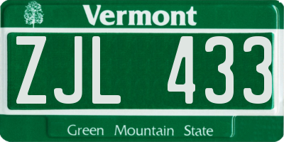 VT license plate ZJL433