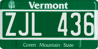 VT license plate ZJL436