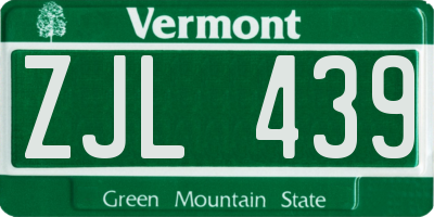 VT license plate ZJL439