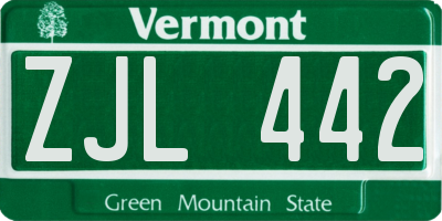 VT license plate ZJL442