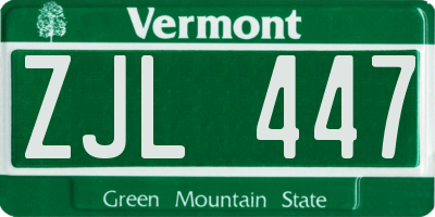 VT license plate ZJL447